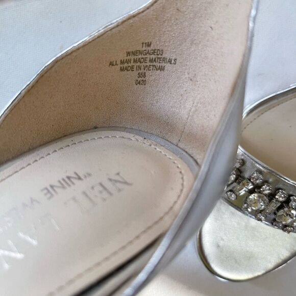 Nine West Engaged silver ankle strap platform sandals with Rhinestones … - Picture 16 of 16